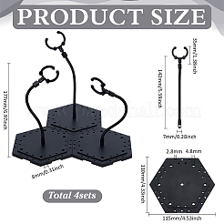 Assembled Hexagon Plastic Action Figure Display Stands with Adjustable Alloy Support Arm&nbsp;ODIS-WH0080-11C