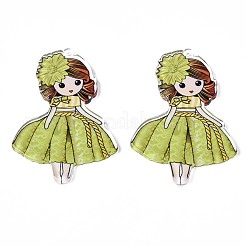 Transparent Printed Acrylic Big Pendants&nbsp;OACR-N133-012