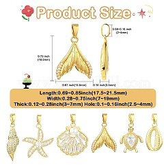 6Pcs 6 Styles Brass Micro Pave Cubic Zirconia Pendants&nbsp;KK-CJ0005-70