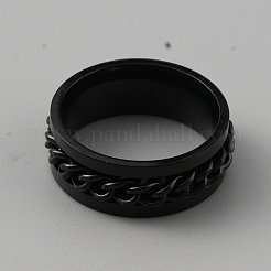 201 Stainless Steel Chain Rotating Finger Ring for Men&nbsp;RJEW-WH0011-12A