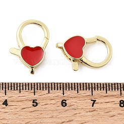 Heart Brass Enamel Lobster Claw Clasps&nbsp;KK-Z147-02G-01A