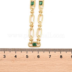 5MM Brass Pave Cubic Zirconia Oval Link Chain Necklaces&nbsp;NJEW-D324-01G-07