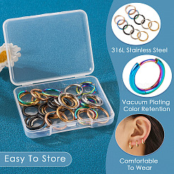30Pcs 15 Style 316L Surgical Stainless Steel Huggie Hoop Earrings for Girl Women&nbsp;EJEW-TA0001-11