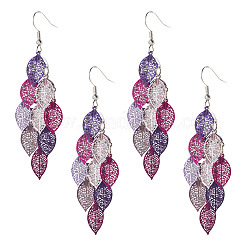 2 Pairs 430 Stainless Steel Leaf Dangle Earrings&nbsp;EJEW-TA0001-83E