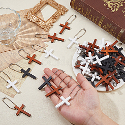 90Pcs 3 Colors Wood Pendant Decorations&nbsp;HJEW-DC00040