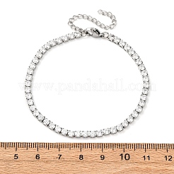 304 Stainless Steel with Cubic Zirconia Link Chain Bracelets for Women&nbsp;BJEW-G754-01B-P03