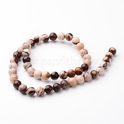 Round Natural Zebra Jasper Bead Strands&nbsp;G-J346-01-8mm