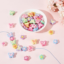48Pcs 12 Styles Plating Acrylic Beads&nbsp;OACR-AR0001-27