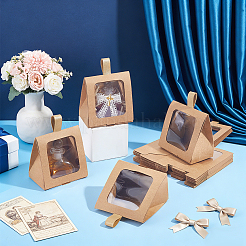 Cardboard Paper Cake Boxes with Plastic Visible Window and Handle&nbsp;CON-WH0117-04A