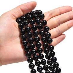 Synthetic Black Stone Beads Strands&nbsp;GSR10mmC044