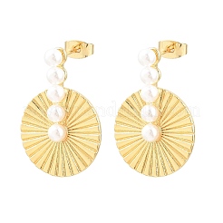 Brass with ABS Imitation Pearl Stud Earrings&nbsp;KK-CBAD104-02G