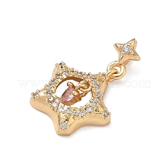 Brass Micro Pave Cubic Zirconia Pendants&nbsp;KK-C168-04G