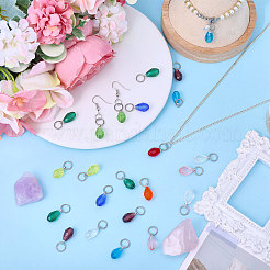 100Pcs 10 Colors Glass Pendants&nbsp;PALLOY-CA00033