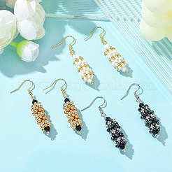 3 Pairs Oval Glass Seed Dangle Earrings&nbsp;EJEW-MZ00147
