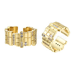 Cubic Zirconia Twist Rectangle Open Cuff Ring&nbsp;RJEW-N037-025