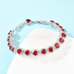 Platinum Tone Brass Micro Pave Cubic Zirconia Tennis Bracelets&nbsp;BJEW-B160-03P-07