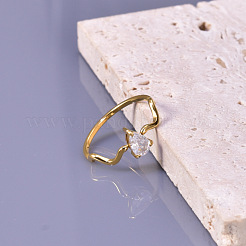 Teardrop 304 Stainless Steel with Clear Cubic Zirconia Finger Rings for Women&nbsp;FS-WG6614B-01