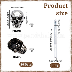 16 Bags Tibetan Style Skull Alloy Decorative Rivets&nbsp;DIY-DR0007-75AS