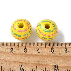 Mother's Day Theme Printed Wood European Beads&nbsp;WOOD-F016-01
