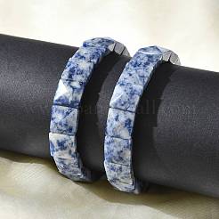 Square Natural Blue Spot Jasper Beads Stretch Bracelets for Women Men&nbsp;BJEW-C097-06K