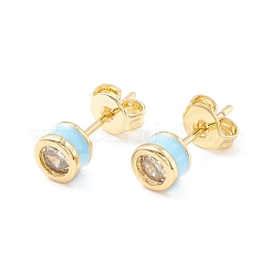 Column Cubic Zirconia Stud Earrings with Enamel&nbsp;EJEW-P196-02G