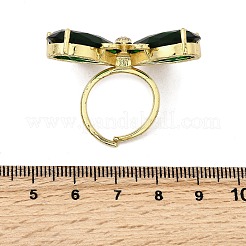 Brass Micro Pave Cubic Zirconia & Glass Finger Rings for Women&nbsp;RJEW-L130-001G