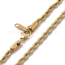 Ion Plating(IP) 304 Stainless Steel Rope Chain Necklace for Women&nbsp;NJEW-G097-12G