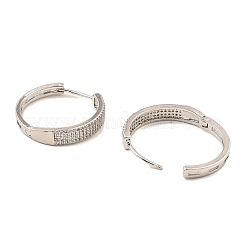 Brass Cubic Zirconia Hoop Earrings&nbsp;EJEW-D078-21P