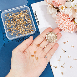 60Pcs Diamond Shape Brass Cubic Zirconia Stud Earring Findings&nbsp;KK-BBC0012-64