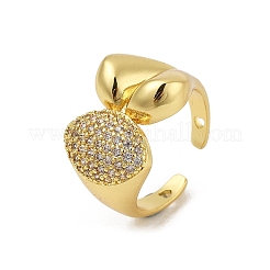 Brass Micro Pave Clear Cubic Zirconia Cuff Rings for Women&nbsp;RJEW-S622-07G