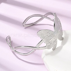 Butterfly 304 Stainless Steel Cuff Bangles for Women&nbsp;BJEW-A155-01P