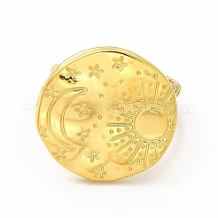 Ion Plating(IP) 304 Stainless Steel Sun & Moon Planet Open Cuff Ring for Women&nbsp;X-RJEW-B027-20G