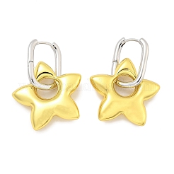 Star Brass Hoop Earrings for Women&nbsp;EJEW-U057-06C-03GP