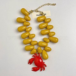 Red Crab Pendant Teardrop Beaded Necklaces for Women&nbsp;FS-WG56857-01