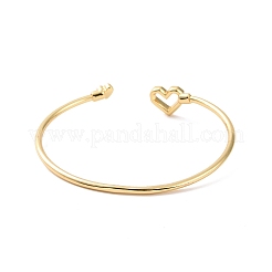 Colorful Cubic Zirconia Heart Open Cuff Bangle&nbsp;BJEW-P280-03G