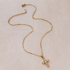 Vintage Stainless Steel Crystal Rhinestone Religion Cross Pendant Necklaces for Women&nbsp;SW7870
