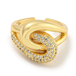 Rack Plating Brass Micro Pave Cubic Zirconia Wrapped Knot Open Cuff Ring for Women&nbsp;RJEW-C082-17G