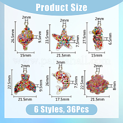 36Pcs 6 Style Ocean Transparent Acrylic Pendants&nbsp;OACR-DC0001-17