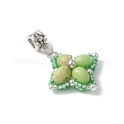 Dyed Synthetic Imperial Jasper & Glass Seed Beaded Star European Dangle Charms&nbsp;PALLOY-MZ00693-05