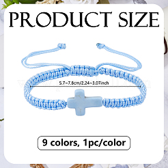 9Pcs 9 Colors Polyester Cord Braided Bead Bracelets&nbsp;BJEW-DC0001-20