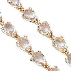 Brass Glass Teardrop Link Chain Bracelet Making&nbsp;AJEW-JB01646