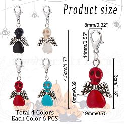 Synthetic Turquoise Skull Angel Pendant Decoration&nbsp;HJEW-PH01548
