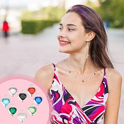 48Pcs 8 Colors Electroplated Natural Quartz Stainless Steel Faceted Heart Charms&nbsp;STAS-UN0056-89