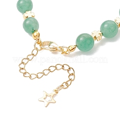 Natural Green Aventurine & Brass Beaded Bracelets for Women&nbsp;BJEW-JB12942-01