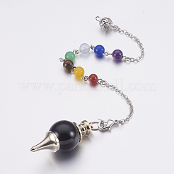Natural Dyed & Heated Black Agate Sphere Dowsing Pendulums&nbsp;MAK-P009-E06