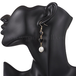 Natural Keshi Pearl Heart Dangle Stud Earrings&nbsp;EJEW-JE06725