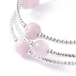 Natural Kunzite Round Beaded Wrap Bangle&nbsp;BJEW-TA00034-03