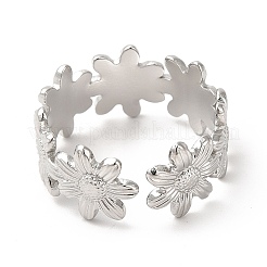 Non-Tarnish 304 Stainless Steel Sunflower Open Cuff Ring for Women&nbsp;RJEW-E063-08P