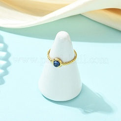 Gemstone Round 304 Stainless Steel Cuff Open Rings for Women&nbsp;RJEW-JR01062