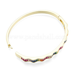 Cubic Zirconia Wave Hinged Bangle&nbsp;BJEW-N014-016